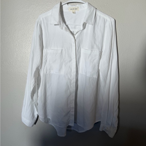 Anthropologie Cloth & Stone Crisp White Button-up Women’s Medium - Picture 2 of 6